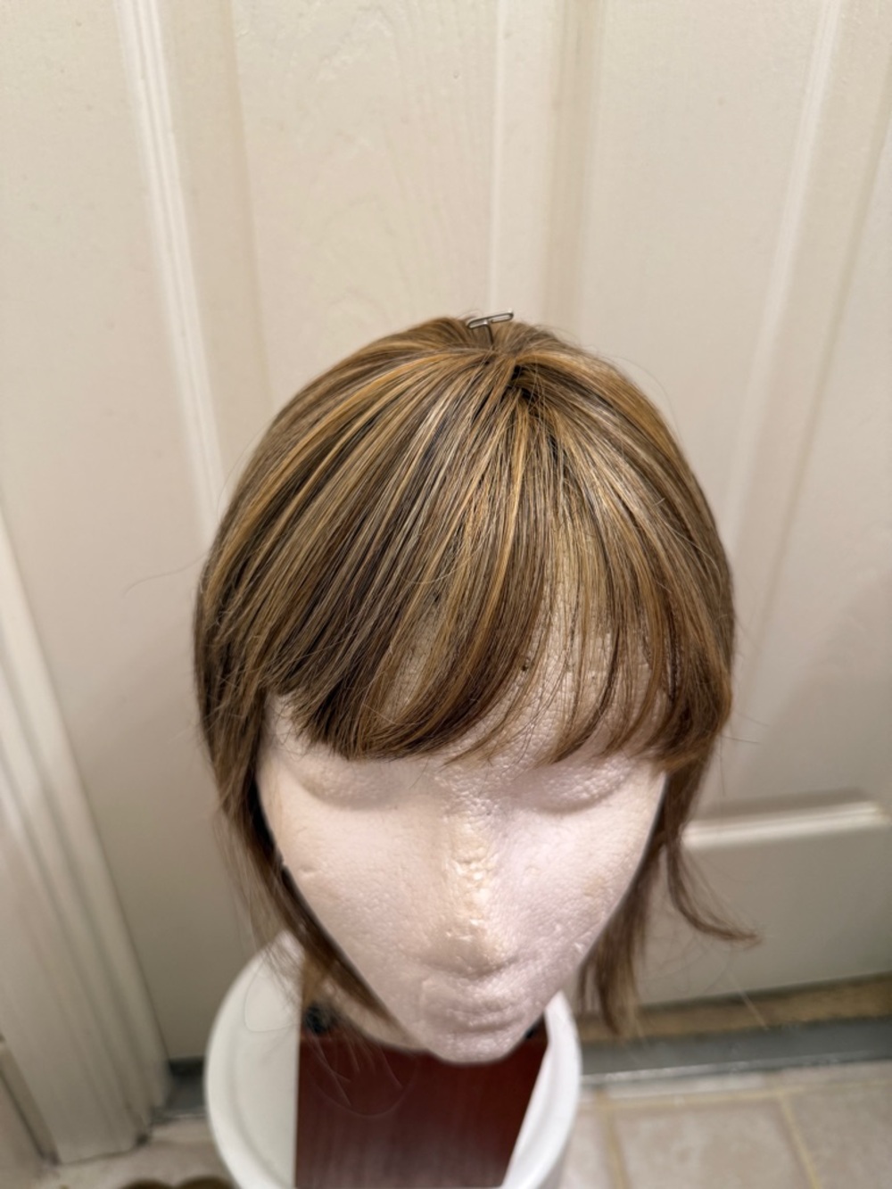Natural Light Brown Bangs with Soft Blonde Highlights